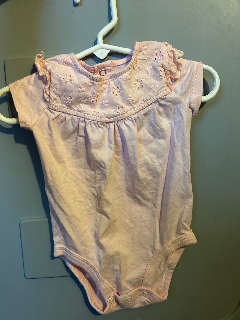 Soft Pink Embroidered Baby One-Piece Bodysuit